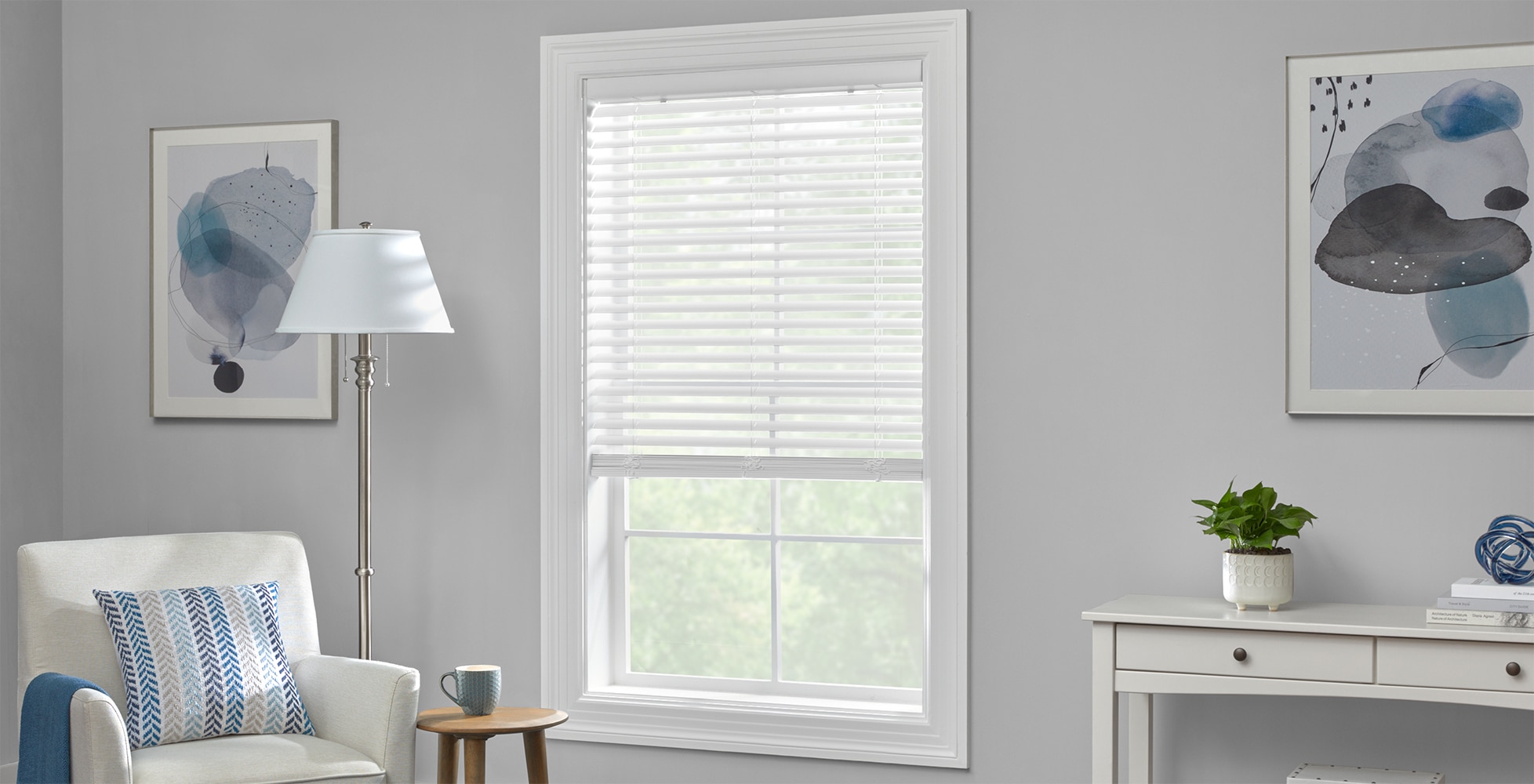 Cordless S-Curve 2 Inch Faux Wood Vinyl Blinds